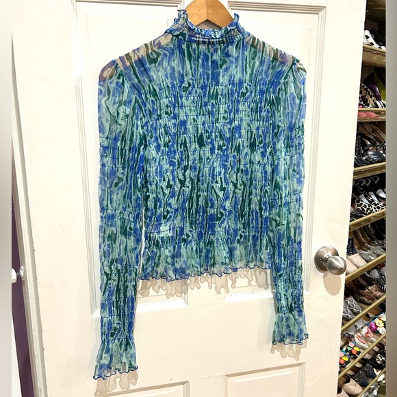 Free People Hello There Sheer Smocked Overlay Top Boho Fairy Festival Size S - Picture 4 of 7